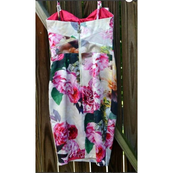 New Lipsy Body-Con Dress Bandeau Floral Sheath Strapless Exposed Zipper‎ US 4 - Picture 4 of 10